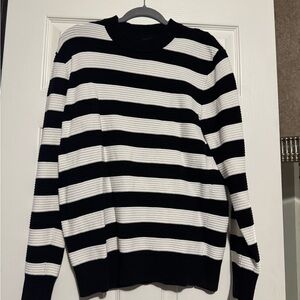 Men's Black and White Striped Sweater